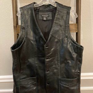 The J Peterman Company 100% Leather Vest Size 40 (Extra Large) Riding Vest